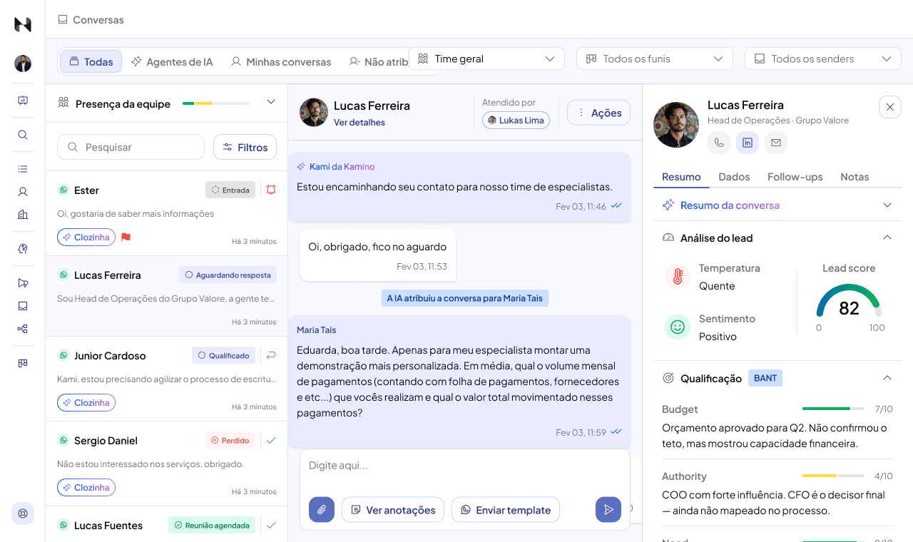 Historial de conversación preservado en Nuvia tras un cambio de responsable